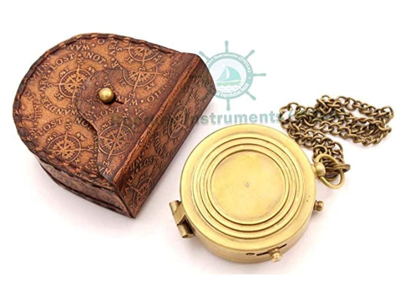 So You Can Always Find Your Way Back Home – Solid Brass Engraved Compass with Leather Case | Vintage Pocket Compass Gift for Boyfriend, Husband, Traveler, Anniversary, Graduation