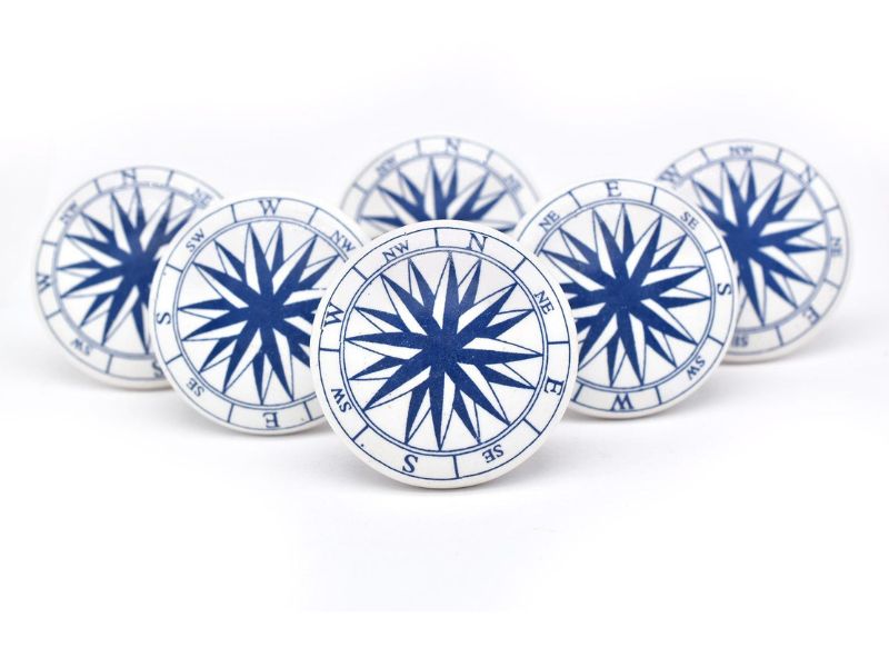 Blue Floral Drawer Knobs – Vintage Roses & Vines Fabric Pulls for Dresser, Nursery & Kitchen Cabinets – Handmade Decorative Nature-Inspired Furniture Handles (Set of 6, Large Size)