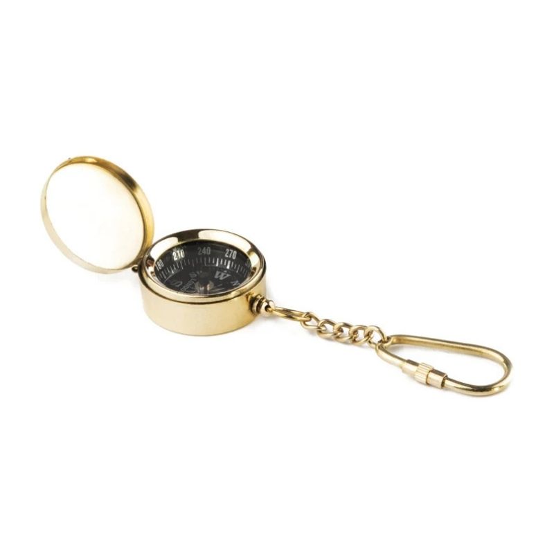  Brass Compass Keychain: Engraved Hiking Gift