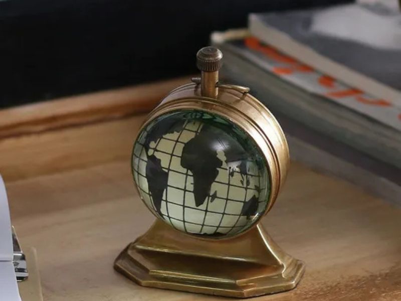 Vintage Brass Table Clock with Roman Numerals | Anchor Design Maritime Desk Clock | Antique Nautical Home Décor | Collectible Gift for Office, Study, or Living Room