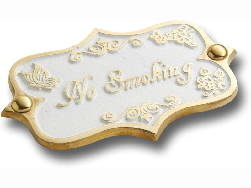 No Smoking Solid Brass Door Sign Plaque – Vintage Shabby Chic Home Décor – Handmade Metal Wall Sign for Office, Cafe, Bar, or Entryway – Antique Brass Finish, Engraved Door Accessory by The Metal Foundry