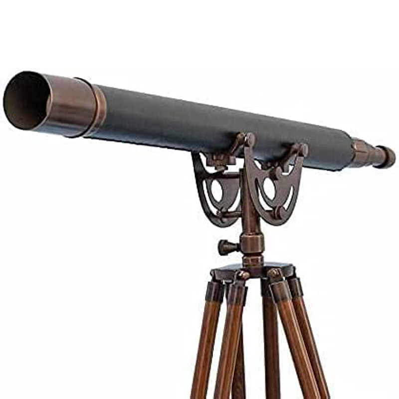 Brass Antique Nautical Telescope Anchor with Wooden Tripod Stand Decorative Gift Replica Telescope Gift Decorative Telescope for Living Room, Modern, Bedroom, Office