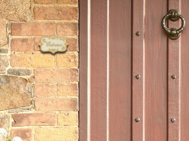 Entrance Brass Door Sign – Vintage Shabby Chic Style Wall Plaque for Home Décor – Handmade Solid Brass “Entrance” Name Plate – Antique Finish Rustic House Door Decoration