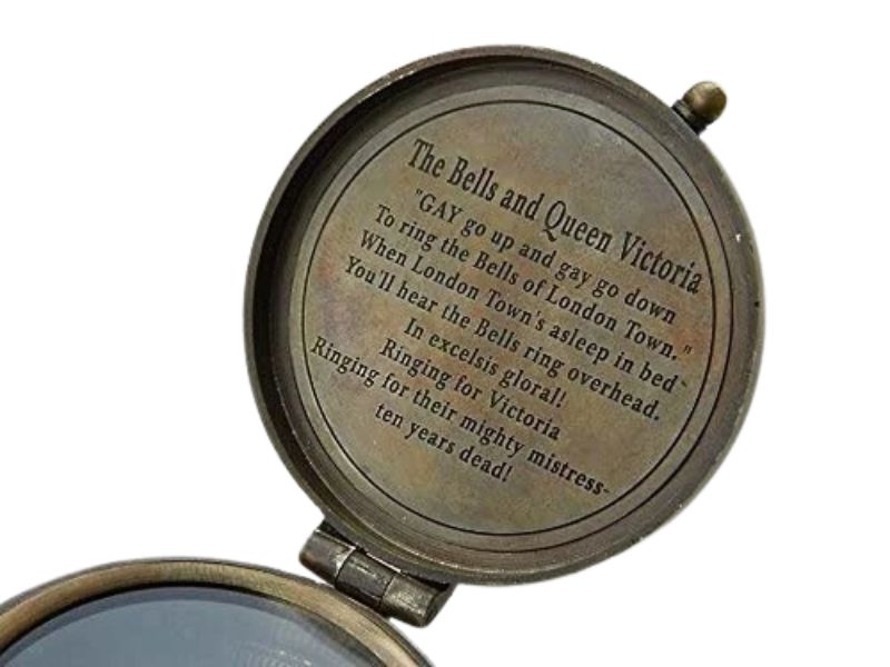 Vintage Victorian Brass Pocket Compass 1875 with Handmade Leather Case | Antique Maritime Navigation Compass | Collectible Gift for Men, Travelers & Home Office Decor