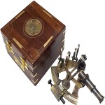 Antique Educational Sextants Marine Vintage Sextant with Wooden Box, 5 inch, Brass