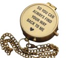 Solid Brass Personalized Engraved Compass with Leather Case – “So You Can Always Find Your Way Back to Me” Quote | Romantic Gift, Graduation, Birthday, Father to Son, Anniversary Keepsake