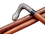 Antique Brass Handle Wooden Walking Cane – Vintage Floral Engraved Silver Finish Handle Walking Stick – Foldable 37 Inch Wooden Cane for Men & Women – Collectible Victorian Style Gift