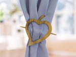 Handcrafted Wooden Heart Curtain Tieback Holders with Stick (Set of 2) | Rustic Natural Wood Drape Clips for Home, Living Room & Bedroom Décor | Decorative Curtain Accessories