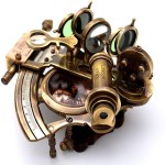 Handmade Astrolabe Brass Sextant inbuild Compass with Hardwood Box J Scott London 5 Inches Brass Sextant