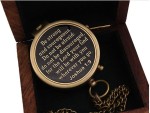 Be Strong and Courageous, Joshua 1:9 – Solid Brass Directional Engraved Compass with Leather Case | Christian Catholic Gift for Boys, Girls, Men | Baptism, First Communion & Confirmation Present