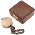 Engravable Solid Brass Fully Functional Compass with Hard Wood Case 