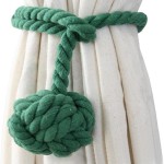 2pcs Braided Drapery Tiebacks Curtain Holdbacks Hand Knitting with Single Ball Cotton Rope Tassel - Green