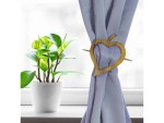 Handcrafted Wooden Heart Curtain Tieback Holders with Stick (Set of 2) | Rustic Natural Wood Drape Clips for Home, Living Room & Bedroom Décor | Decorative Curtain Accessories