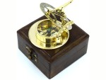 Brass Sundial Compass with Wooden Box | Antique Nautical Working Compass Engraved “West London” | Vintage Maritime Navigation Instrument | Collectible Gift for Explorer, Sailor &amp; Traveler
