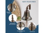 Solid Brass Wall Mounted Ship Hanging Bell 6 Inch – Antique Finish Nautical Brass Bell for Reception, School, Outdoor, Indoor, Dinner & Church by Roorkee Instruments India