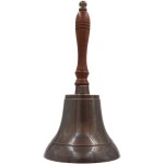 Hand Bell, School Bell, Call Service Bell with Wood Handle - 10 inches tall x 5 inches wide