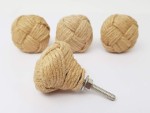Handmade Jute Rope Knot Drawer Knobs (Set of 4) – 35mm Nautical Cabinet Pull Handles for Wardrobe, Dresser, Kitchen Cupboard – Rustic Coastal Vintage Décor Hardware
