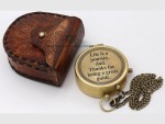 Life is a Journey Dad Compass – Engraved Brass Pocket Compass with Chain & Leather Case – Thoughtful Gift for Father, Dad, or Mentor – Vintage Keepsake of Love, Gratitude & Guidance