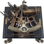 Brass Nautical Sextant J Scott London Vintage Antique Astrolabe Ship Navigation Instrument Celestial and Nautical Sextant with Two Extra Sighting Telescope/Astrolable Sextant Tool with Wooden Box Case