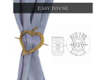 Handcrafted Wooden Heart Curtain Tieback Holders with Stick (Set of 2) | Rustic Natural Wood Drape Clips for Home, Living Room & Bedroom Décor | Decorative Curtain Accessories