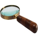 Brass 10X Handheld Magnifying Glass Lens, Antique Brass Magnifier, Fine Print Reading, Inspection, Coin , Stamp, Astrologer, Science, Low Sight Elderly, with Wooden Handle, Collect