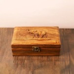 Elephant Jewelry Box, Hand Carved Wooden Elephant Jewelry Organizer Trinket Box, Wooden Animal Engraving Art Elephant Lovers Gift
