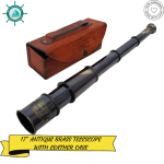 Antique Rare Brass Telescope Spyglass Scope Replica Antique 17 inch Large Vintage Telescope W. ottway with Leather Case