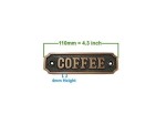 Vintage Brass “COFFEE” Sign Plate – Solid Cast Metal Label for Kitchen, Coffee Bar, Pantry, or Café Décor | Antique Finish Wall Plaque with Screws | Rustic Farmhouse Style Coffee Station Sign