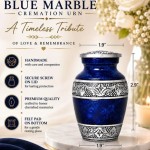 Blue Marble Cremation Urn for Human Ashes – Decorative Memorial Keepsake Urn