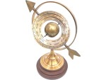 Brown Antique Brass Armillary Globe 12 Inch | Nautical Brass Sphere with Wooden Base | Handcrafted Lobe Armillary Showpiece | Vintage Celestial Globe Home Office Study Decor Gift