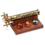 New Vintage Brass Kaleidoscope Toy with Interchangeable Marble Scope Solid Brass Barrel & Wooden Display Etched Brass Design