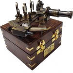 Antique Educational Sextants Marine Vintage Sextant with Wooden Box, 5 inch, Brass