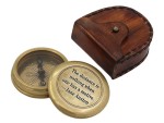 Vintage Brass Pocket Compass with Jane Austen Quote “The Distance is Nothing When One Has a Motive” – Solid Brass Directional Compass with Leather Case, Inspirational Gift for Book Lovers, Travelers & Graduates