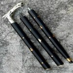 Roorkee Instruments Wooden Walking Stick with Brass Jaguar Head Walking Stick Handle in Nickel Finish