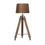 Classic Wood Tripod Nautical Floor Lamp with Shade, Antique