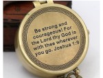 Be Strong and Courageous Brass Compass – Joshua 1:9 Bible Verse Engraved Compass with Leather Case | Christian Gifts for Men, Boys, Baptism, Confirmation, Graduation, Religious Gift
