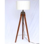 Tripod Floor Lamp Stand with Shade and Bulb (Off-White)