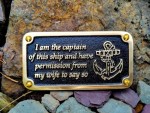 Nautical Brass Gift Plaque – “Wife’s Permission” Boating & Sailing Sign | Funny Maritime Wall Décor for Boat Cabin, Man Cave, Bar, or Office | Perfect Nautical Birthday Gift for Him, Sailor, or Captain