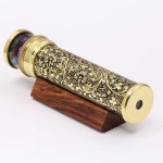 Handcrafted Giant Etched Brass Kaleidoscope – Antique Lacquered Optical Toy with Oil Object Chamber – Unique Home Décor Collectible &amp; Artistic Gift for Adults and Collectors