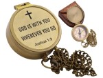 God’s Way Compass, Psalm 32:8 Engraved Solid Brass Directional Compass with Leather Case, Baptism Gifts for Boys & Girls, Christian Gifts for Men, First Communion & Confirmation Gifts