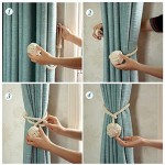 2pcs Braided Drapery Tiebacks Curtain Holdbacks Hand Knitting with Single Ball Cotton Rope Tassel - Rose Red