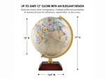 Vintage Decorative World Globe with Wooden Base & Brass Arc | 12-Inch Educational Desk Globe | Rotating Antique Style World Map | Office Study Home Decor Gift for Kids & Adults