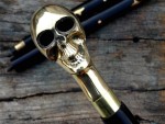 Vintage Brass Skull Walking Cane for Men and Women Black Wooden Walking Stick Antique Victorian Style Fancy Cane