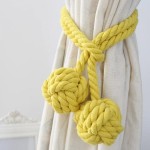  2pcs Braided Drapery Tiebacks Curtain Holdbacks Hand Knitting with Double Ball Cotton Rope Tassel - Yellow