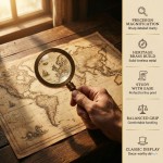 Magnifying Glass with Brass Handle, Handheld Magnifying Glass Lens, Antique Magnifier, Reading, Inspection, Coin and Stamp Inspection, Astrologer, Low Sight Elderly, Collectible Décor Gift 2.75