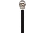 Brass Walking Stick Unique Knob Skull Head Walking Stick Cane Victorian Wooden Cane, Black and Silver, Skull Handle Vintage Style