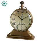 Handmade Antique Brass Anchor London Table clock