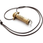 Personalized Mini Kaleidoscope Necklace – Custom Engraved Brass Pendant with Crystal Lens, Leather Cord &amp; Wooden Stand