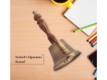 Premium Solid Brass Service Bell Handheld Loud Call Bell with Wooden Handle for Church Restaurant Hotel Reception Office Event Holiday Use Brass Finish