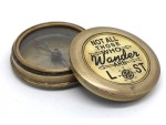 Not All Those Who Wander Are Lost Brass Compass with Leather Case – Engraved Tolkien Quote Pocket Compass – Inspirational Graduation, Baptism, or Confirmation Gift for Him, Adventure Keepsake